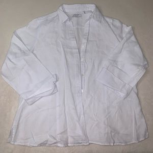 Foxcroft White Button-Down 3/4 Sleeve Shirt